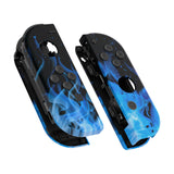 eXtremeRate Soft Touch Grip Blue Flame Handheld Controller Housing With Full Set Buttons DIY Replacement Shell Case for NS Switch JoyCon & OLED JoyCon - Console Shell NOT Included - CT101