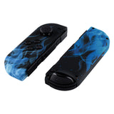 eXtremeRate Soft Touch Grip Blue Flame Handheld Controller Housing With Full Set Buttons DIY Replacement Shell Case for NS Switch JoyCon & OLED JoyCon - Console Shell NOT Included - CT101