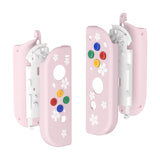 eXtremeRate Soft Touch Grip Cherry Blossoms Petals Patterned Joycon Handheld Controller Housing with Coloful Buttons, DIY Replacement Shell Case for NS Switch JoyCon & OLED JoyCon – Joycon and Console NOT Included - CT109