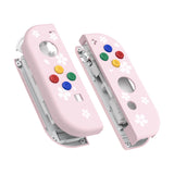 eXtremeRate Soft Touch Grip Cherry Blossoms Petals Patterned Joycon Handheld Controller Housing with Coloful Buttons, DIY Replacement Shell Case for NS Switch JoyCon & OLED JoyCon – Joycon and Console NOT Included - CT109