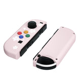 eXtremeRate Soft Touch Grip Cherry Blossoms Petals Patterned Joycon Handheld Controller Housing with Coloful Buttons, DIY Replacement Shell Case for NS Switch JoyCon & OLED JoyCon – Joycon and Console NOT Included - CT109