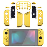 eXtremeRate Chrome Gold Handheld Controller Housing With Full Set Buttons DIY Replacement Shell Case for NS Switch JoyCon & OLED JoyCon - Console Shell NOT Included - CD401