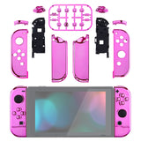 eXtremeRate Chrome Pink Glossy Joycon Handheld Controller Housing with Full Set Buttons, DIY Replacement Shell Case for NS Switch JoyCon & OLED JoyCon - Console Shell NOT Included - CD406