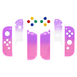 eXtremeRate Clear Atomic Purple Rose Red Joycon Handheld Controller Housing with Full Set Buttons, DIY Replacement Shell Case for NS Switch JoyCon & OLED JoyCon - Console Shell NOT Included - CP337