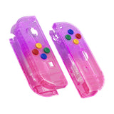 eXtremeRate Clear Atomic Purple Rose Red Joycon Handheld Controller Housing with Full Set Buttons, DIY Replacement Shell Case for NS Switch JoyCon & OLED JoyCon - Console Shell NOT Included - CP337