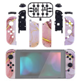 eXtremeRate Cosmic Pink Gold Marble Effect Joycon Handheld Controller Housing with Buttons, DIY Replacement Shell Case for NS Switch JoyCon & OLED JoyCon – Joycon and Console NOT Included - CT112