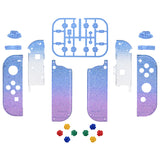 eXtremeRate Glitter Gradient Translucent Bluebell Joycon Handheld Controller Housing with Full Set Buttons, DIY Replacement Shell Case for NS Switch JoyCon & OLED JoyCon - Console Shell NOT Included - CP341