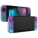 eXtremeRate Glitter Gradient Translucent Bluebell & Blue Joycon Handheld Controller Housing with Full Set Buttons, DIY Replacement Shell Case for NS Switch JoyCon & OLED JoyCon - Console Shell NOT Included - CP343