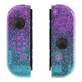 eXtremeRate Glitter Gradient Translucent Bluebell & Blue Joycon Handheld Controller Housing with Full Set Buttons, DIY Replacement Shell Case for NS Switch JoyCon & OLED JoyCon - Console Shell NOT Included - CP343