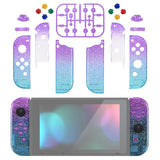 eXtremeRate Glitter Gradient Translucent Bluebell & Blue Joycon Handheld Controller Housing with Full Set Buttons, DIY Replacement Shell Case for NS Switch JoyCon & OLED JoyCon - Console Shell NOT Included - CP343