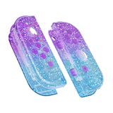 eXtremeRate Glitter Gradient Translucent Bluebell & Blue Joycon Handheld Controller Housing with Full Set Buttons, DIY Replacement Shell Case for NS Switch JoyCon & OLED JoyCon - Console Shell NOT Included - CP343