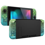 eXtremeRate Glitter Gradient Translucent Green Blue Joycon Handheld Controller Housing with Full Set Buttons, DIY Replacement Shell Case for NS Switch JoyCon & OLED JoyCon - Console Shell NOT Included - CP342