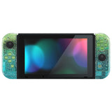 eXtremeRate Glitter Gradient Translucent Green Blue Joycon Handheld Controller Housing with Full Set Buttons, DIY Replacement Shell Case for NS Switch JoyCon & OLED JoyCon - Console Shell NOT Included - CP342