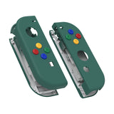 eXtremeRate Soft Touch Grip Pine Green Joycon Handheld Controller Housing with ABXY Direction Buttons, DIY Replacement Shell Case for NS Switch JoyCon & OLED JoyCon - Console Shell NOT Included - CP318