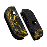 eXtremeRate The Great GOLDEN Wave Off Kanagawa - Black Effect Joycon Handheld Controller Housing with Buttons, DIY Replacement Shell Case for NS Switch JoyCon & OLED JoyCon – Joycon and Console NOT Included - CT119