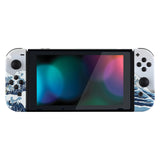 eXtremeRate The Great Wave Patterned Joycon Handheld Controller Housing with Full Set Buttons, Soft Touch Grip DIY Replacement Shell Case for NS Switch JoyCon & OLED JoyCon - Console Shell NOT Included - CT106