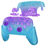 eXtremeRate Glitter Gradient Translucent Bluebell & Blue Faceplate Backplate Handles for NS Switch Pro Controller, Soft Touch Replacement Grip Housing Shell Cover With Full Set Buttons for NS Switch Pro - FRP359