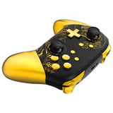 eXtremeRate The Great GOLDEN Wave Off Kanagawa - Black Faceplate Backplate Handles for NS Switch Pro Controller - FRT109