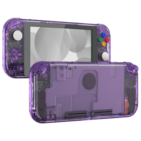 eXtremeRate Crystal Clear Atomic Purple DIY Replacement Shell for NS Switch Lite, NSL Handheld Controller Housing with Screen Protector, Custom Case Cover for NS Switch Lite - DLP325