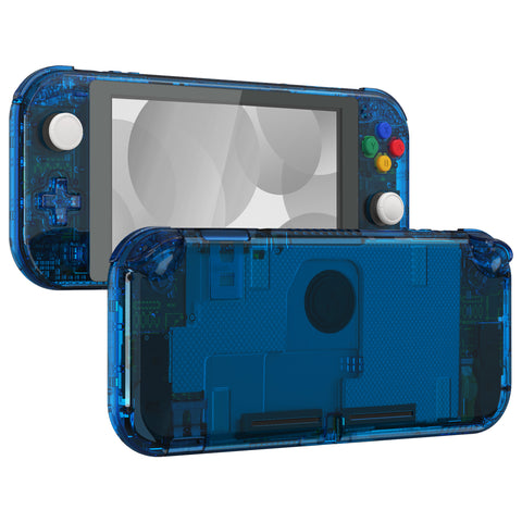 eXtremeRate Crystal Clear Blue DIY Replacement Shell for NS Switch Lite, NSL Handheld Controller Housing with Screen Protector, Custom Case Cover for NS Switch Lite - DLP324