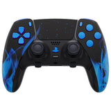 eXtremeRate Blue Flame Full Set Housing Shell with Buttons Touchpad Cover Compatible with ps5 Edge Controller, Custom Replacement Decorative Trim Shell Front Back Plates Compatible with ps5 Edge Controller - QRHEGT004