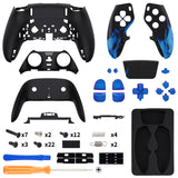 eXtremeRate Blue Flame Full Set Housing Shell with Buttons Touchpad Cover Compatible with ps5 Edge Controller, Custom Replacement Decorative Trim Shell Front Back Plates Compatible with ps5 Edge Controller - QRHEGT004