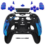 eXtremeRate Blue Flame Full Set Housing Shell with Buttons Touchpad Cover Compatible with ps5 Edge Controller, Custom Replacement Decorative Trim Shell Front Back Plates Compatible with ps5 Edge Controller - QRHEGT004