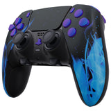 eXtremeRate Blue Flame Full Set Housing Shell with Buttons Touchpad Cover Compatible with ps5 Edge Controller, Custom Replacement Decorative Trim Shell Front Back Plates Compatible with ps5 Edge Controller - QRHEGT004