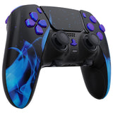 eXtremeRate Blue Flame Full Set Housing Shell with Buttons Touchpad Cover Compatible with ps5 Edge Controller, Custom Replacement Decorative Trim Shell Front Back Plates Compatible with ps5 Edge Controller - QRHEGT004