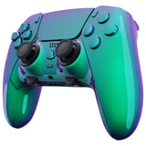 eXtremeRate Chameleon Green Purple Full Set Housing Shell with Buttons Touchpad Cover Compatible with ps5 Edge Controller, Custom Replacement Decorative Trim Shell Front Back Plates Compatible with ps5 Edge Controller - QRHEGP010