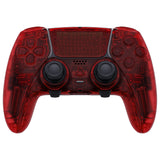 eXtremeRate Clear Red Full Set Housing Shell with Buttons Touchpad Cover Compatible with ps5 Edge Controller, Custom Replacement Decorative Trim Shell Front Back Plates Compatible with ps5 Edge Controller - QRHEGM006