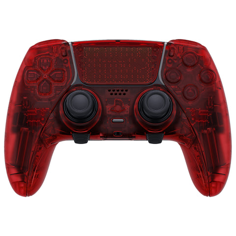 eXtremeRate Clear Red Full Set Housing Shell with Buttons Touchpad Cover Compatible with ps5 Edge Controller, Custom Replacement Decorative Trim Shell Front Back Plates Compatible with ps5 Edge Controller - QRHEGM006