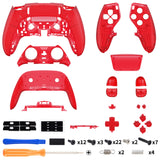 eXtremeRate Clear Red Full Set Housing Shell with Buttons Touchpad Cover Compatible with ps5 Edge Controller, Custom Replacement Decorative Trim Shell Front Back Plates Compatible with ps5 Edge Controller - QRHEGM006