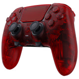 eXtremeRate Clear Red Full Set Housing Shell with Buttons Touchpad Cover Compatible with ps5 Edge Controller, Custom Replacement Decorative Trim Shell Front Back Plates Compatible with ps5 Edge Controller - QRHEGM006