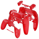 eXtremeRate Clear Red Full Set Housing Shell with Buttons Touchpad Cover Compatible with ps5 Edge Controller, Custom Replacement Decorative Trim Shell Front Back Plates Compatible with ps5 Edge Controller - QRHEGM006