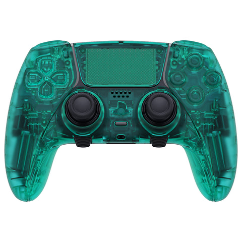 eXtremeRate Emerald Green Full Set Housing Shell with Buttons Touchpad Cover Compatible with ps5 Edge Controller, Custom Replacement Decorative Trim Shell Front Back Plates Compatible with ps5 Edge Controller - QRHEGM005