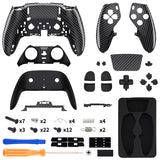 eXtremeRate Custom Replacement Full Set Shells with Buttons for PS5 Edge Controller - Graphite Carbon Fiber - QRHEGS003
