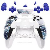 eXtremeRate The Great Wave Full Set Housing Shell with Buttons Touchpad Cover Compatible with ps5 Edge Controller, Custom Replacement Decorative Trim Shell Front Back Plates Compatible with ps5 Edge Controller - QRHEGT003