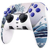 eXtremeRate The Great Wave Full Set Housing Shell with Buttons Touchpad Cover Compatible with ps5 Edge Controller, Custom Replacement Decorative Trim Shell Front Back Plates Compatible with ps5 Edge Controller - QRHEGT003