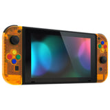 eXtremeRate Clear Orange Back Plate for NS Switch Console, NS Joycon Handheld Controller Housing with Full Set Buttons, DIY Replacement Shell for Nintendo Switch - QM515
