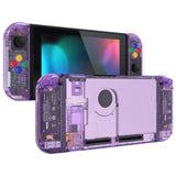 eXtremeRate Crystal Clear Atomic Purple Back Plate for NS Switch Console, NS Joycon Handheld Controller Housing with Full Set Buttons, DIY Replacement Shell for Nintendo Switch - QP353