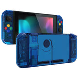 eXtremeRate Crystal Clear Blue Back Plate for NS Switch Console, NS Joycon Handheld Controller Housing with Full Set Buttons, DIY Replacement Shell for Nintendo Switch - QP352