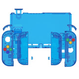 eXtremeRate Crystal Clear Blue Back Plate for NS Switch Console, NS Joycon Handheld Controller Housing with Full Set Buttons, DIY Replacement Shell for Nintendo Switch - QP352