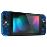 eXtremeRate Crystal Clear Blue Back Plate for NS Switch Console, NS Joycon Handheld Controller Housing with Full Set Buttons, DIY Replacement Shell for Nintendo Switch - QP352