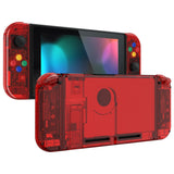 eXtremeRate Crystal Clear Red Back Plate for NS Switch Console, NS Joycon Handheld Controller Housing with Full Set Buttons, DIY Replacement Shell for Nintendo Switch - QP350