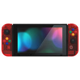 eXtremeRate Crystal Clear Red Back Plate for NS Switch Console, NS Joycon Handheld Controller Housing with Full Set Buttons, DIY Replacement Shell for Nintendo Switch - QP350