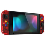 eXtremeRate Crystal Clear Red Back Plate for NS Switch Console, NS Joycon Handheld Controller Housing with Full Set Buttons, DIY Replacement Shell for Nintendo Switch - QP350