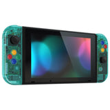 eXtremeRate Crystal Emerald Green Back Plate for NS Switch Console, NS Joycon Handheld Controller Housing with Full Set Buttons, DIY Replacement Shell for Nintendo Switch - QP356