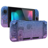 eXtremeRate Glitter Gradient Translucent Bluebell Back Plate for NS Switch Console, NS Joycon Handheld Controller Housing with Full Set Buttons, DIY Replacement Shell for Nintendo Switch - QP346