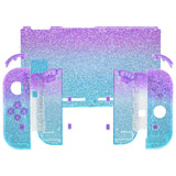 eXtremeRate Glitter Gradient Translucent Bluebell & Blue Back Plate for NS Switch Console, NS Joycon Handheld Controller Housing with Full Set Buttons, DIY Replacement Shell for Nintendo Switch - QP348